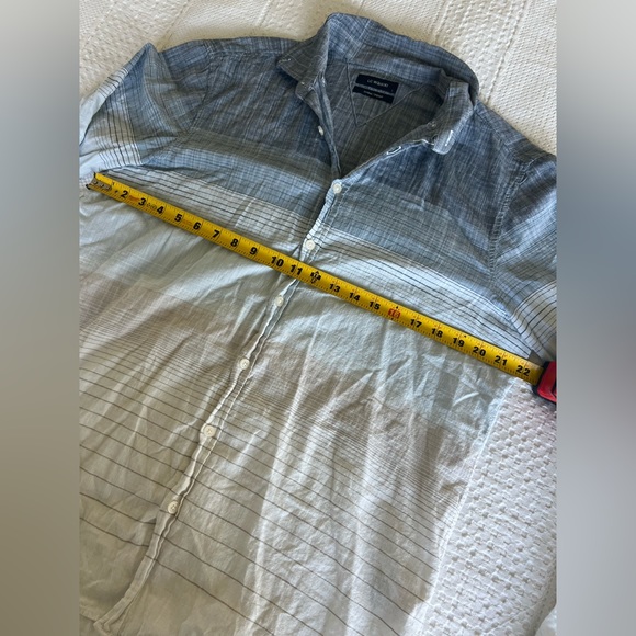 100% cotton Button Down Shirt with Horizontal Stripes and Gradient Print Sise L - Picture 13 of 16